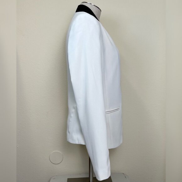 CALVIN KLEIN White & Black Tuxedo Style Blazer Jacket Women's Size 4 Polyester - Picture 5 of 7